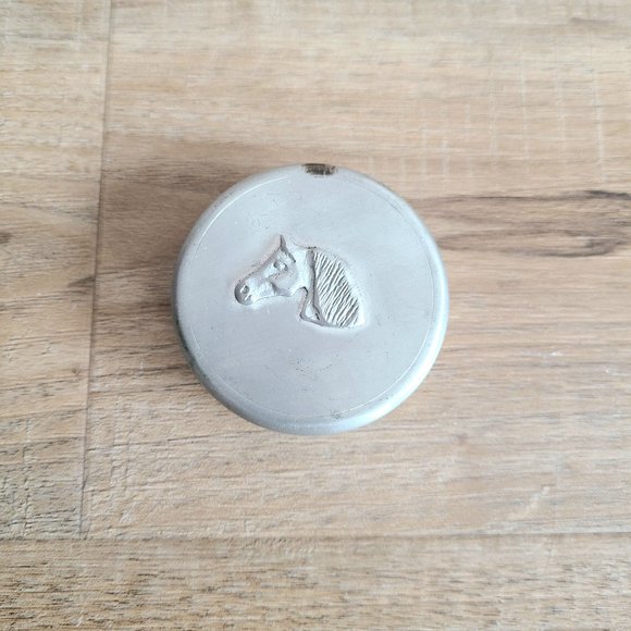 Fine Pewter Seagull Pugwash NS Canada round pewter pill box with horse. - Picture 2 of 7